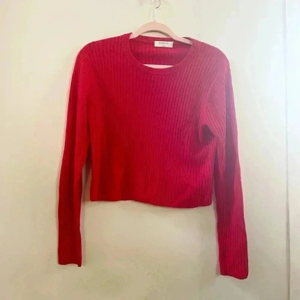 Aritzia Babaton red cropped sweater small